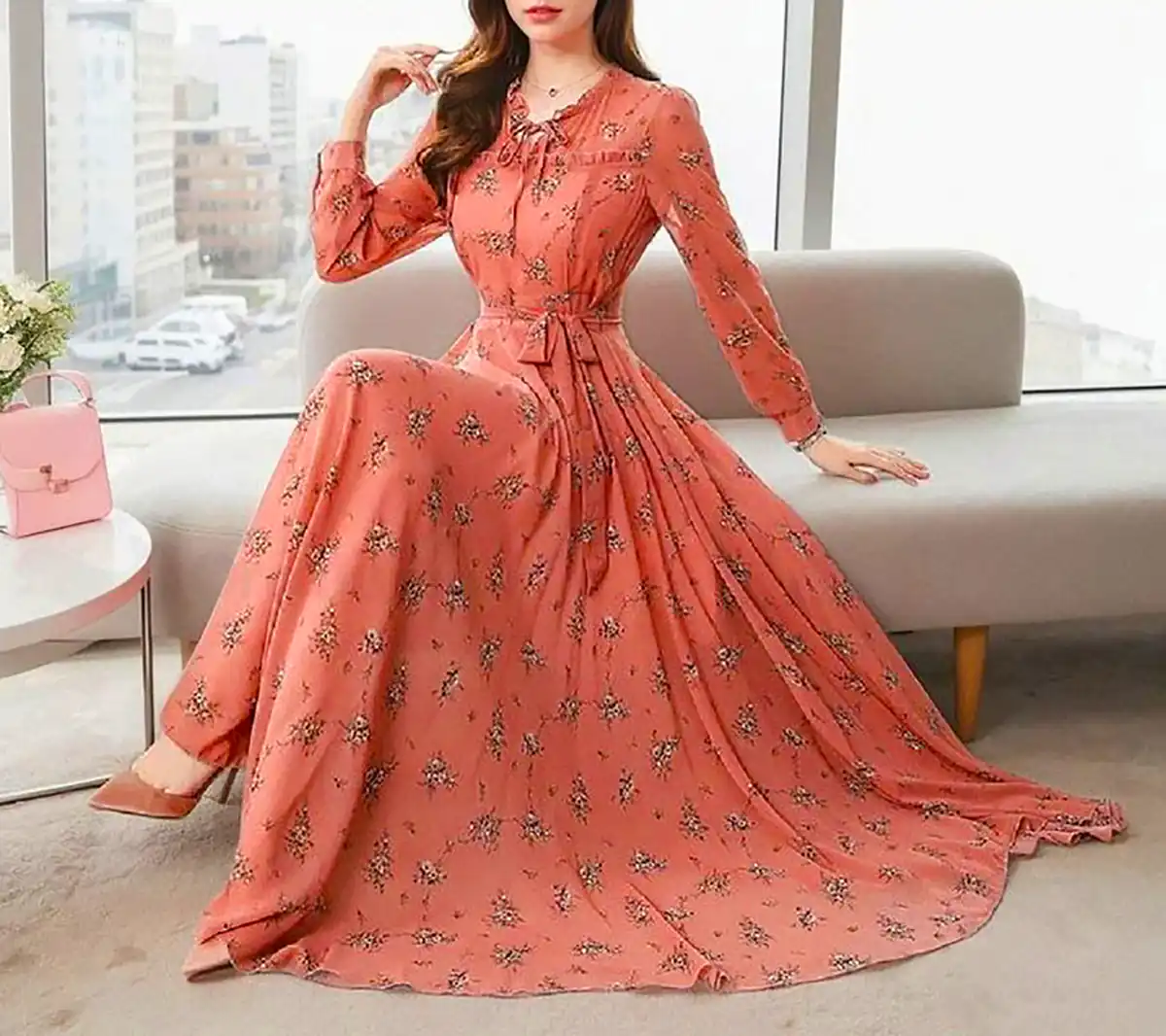 پیراهن حریر با رنگ های ملایم بهاره