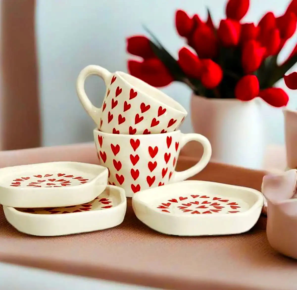 ماگ سفالی قلبی