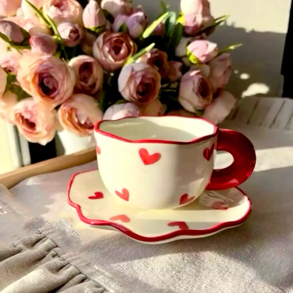 ماگ سفالی قلبی