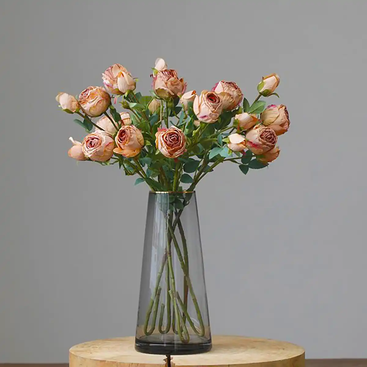 گلدان شیشه ای گل طبیعی