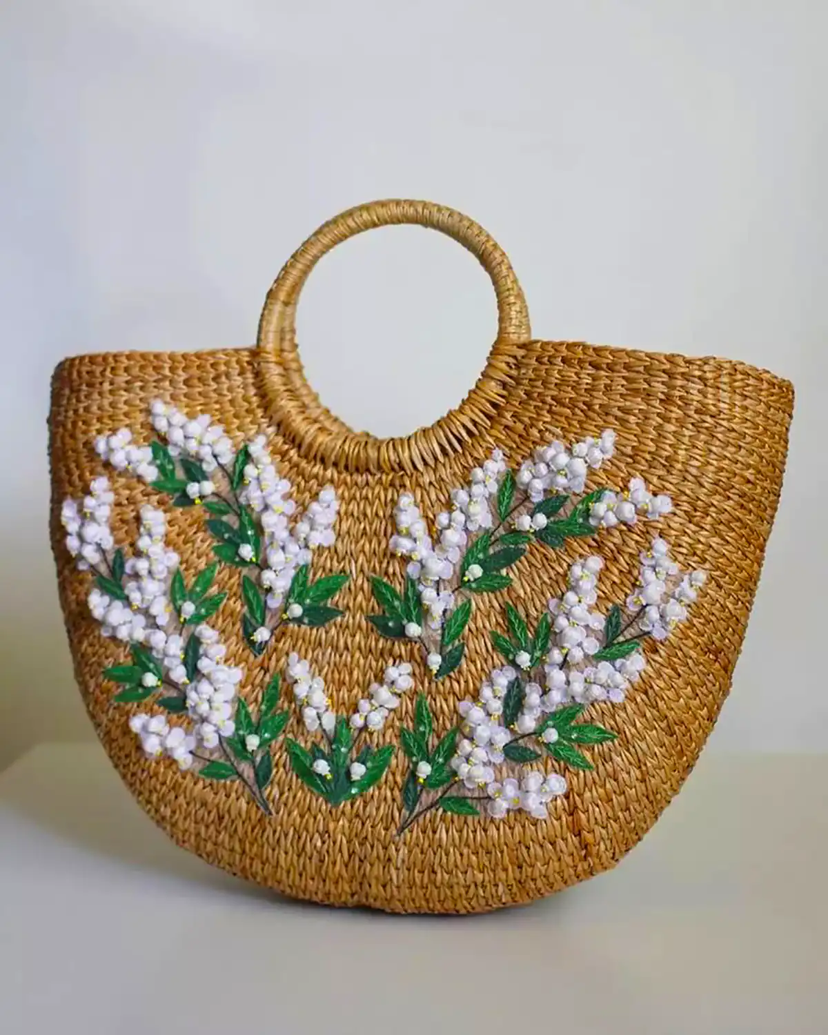 کیف ساحلی حصیری گل برجسته