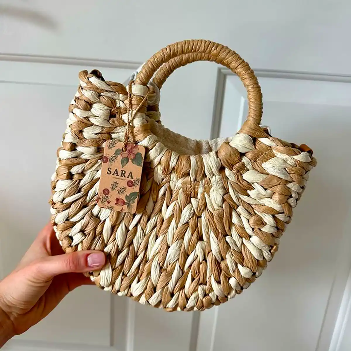 کیف ساحلی حصیری گل برجسته