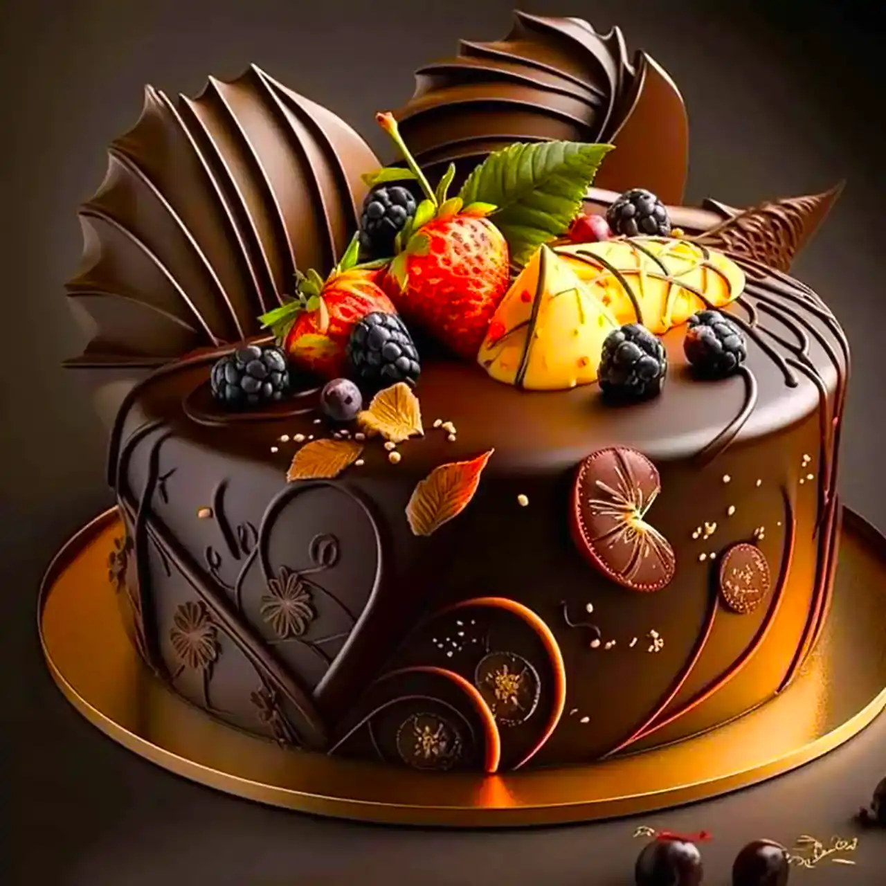 کیک شکلاتی تزئینی رنگارنگ 