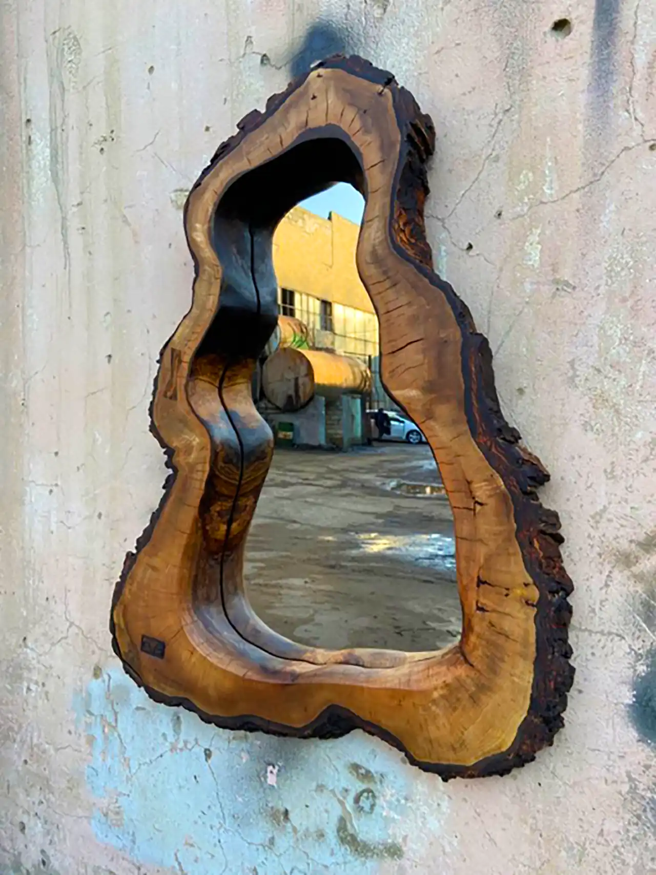 آینه چوبی طبیعی دستساز