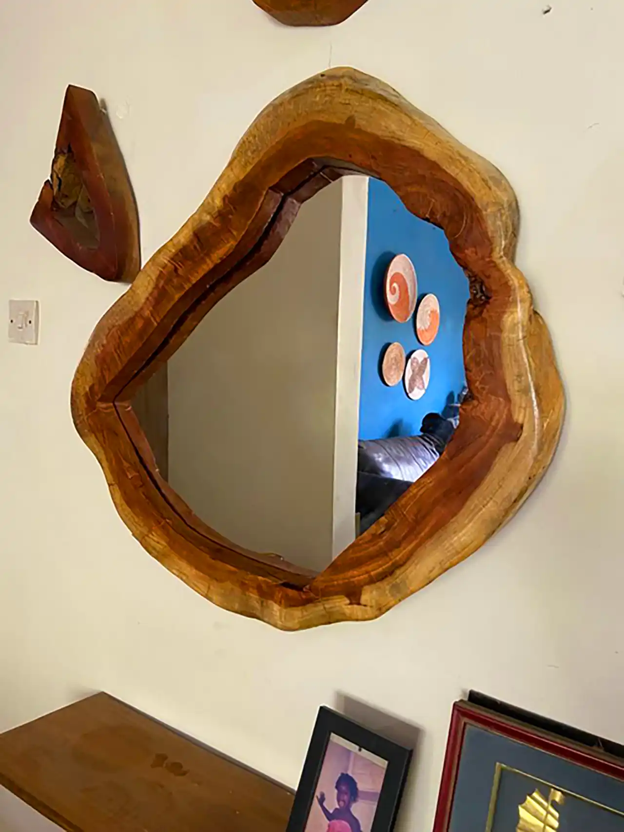 آینه چوبی طبیعی دستساز