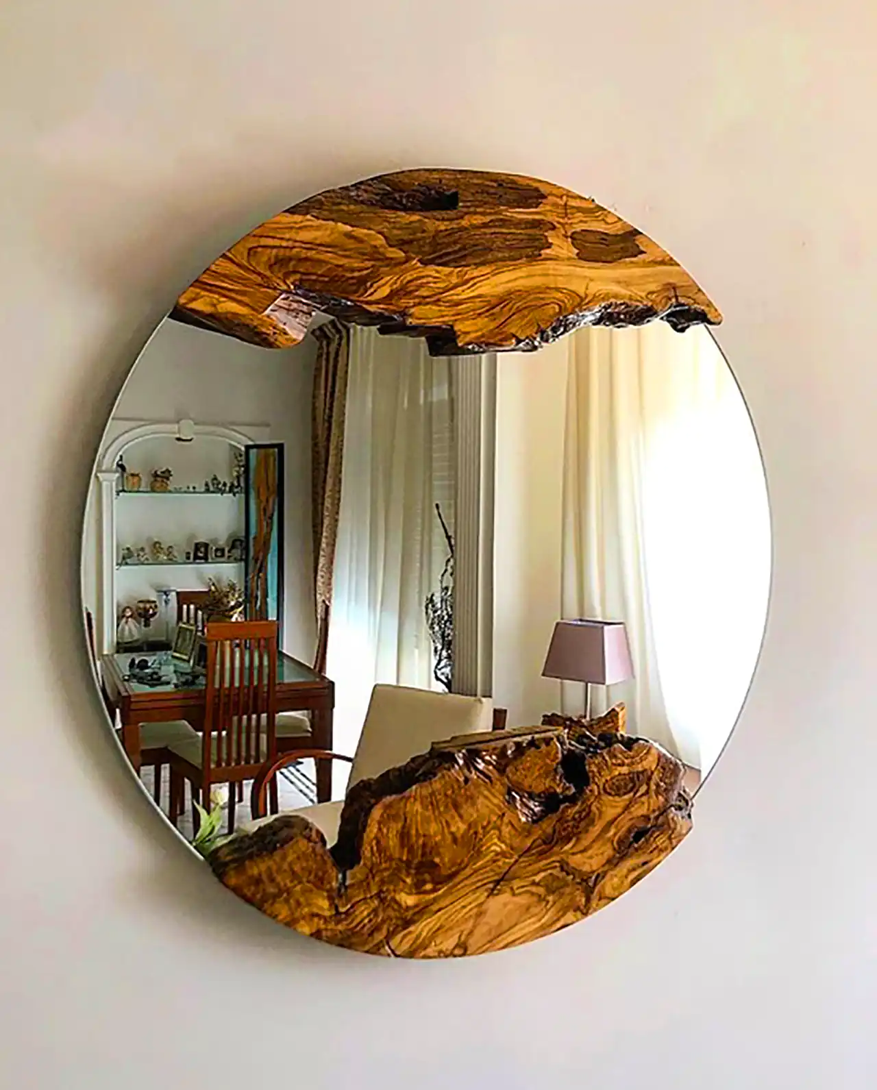 آینه چوبی طبیعی دستساز