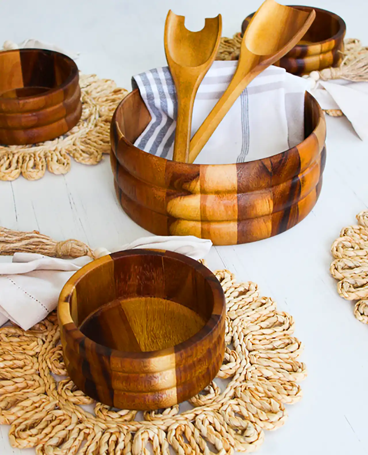 ست کاسه چوبی سالاد خوری
