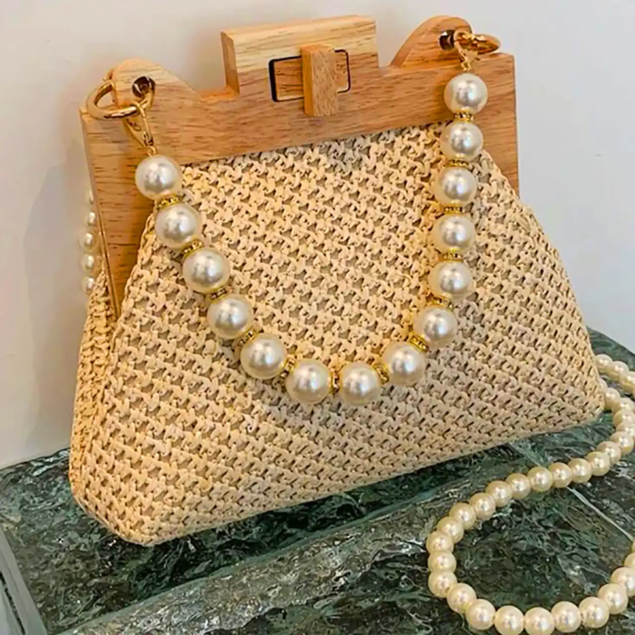 کیف بافتنی شیک کرمی