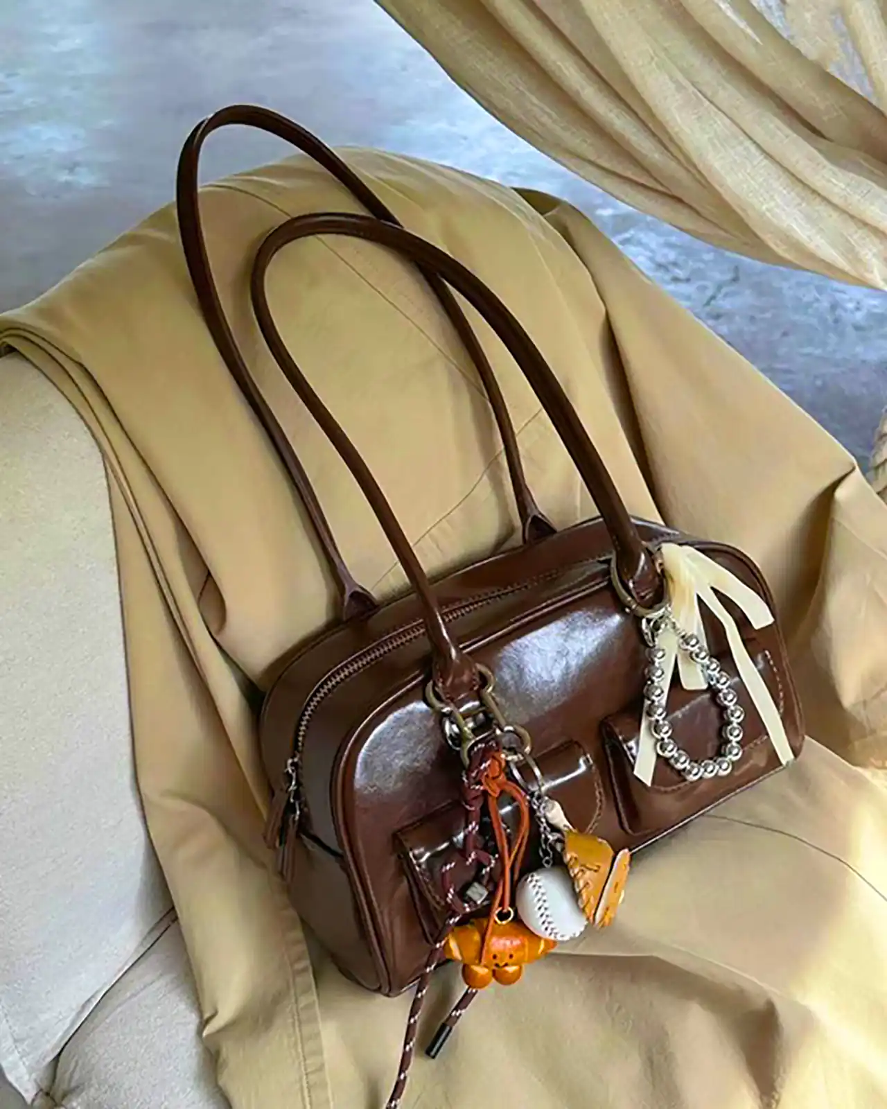 کیف دستی قهوه ای شیک 