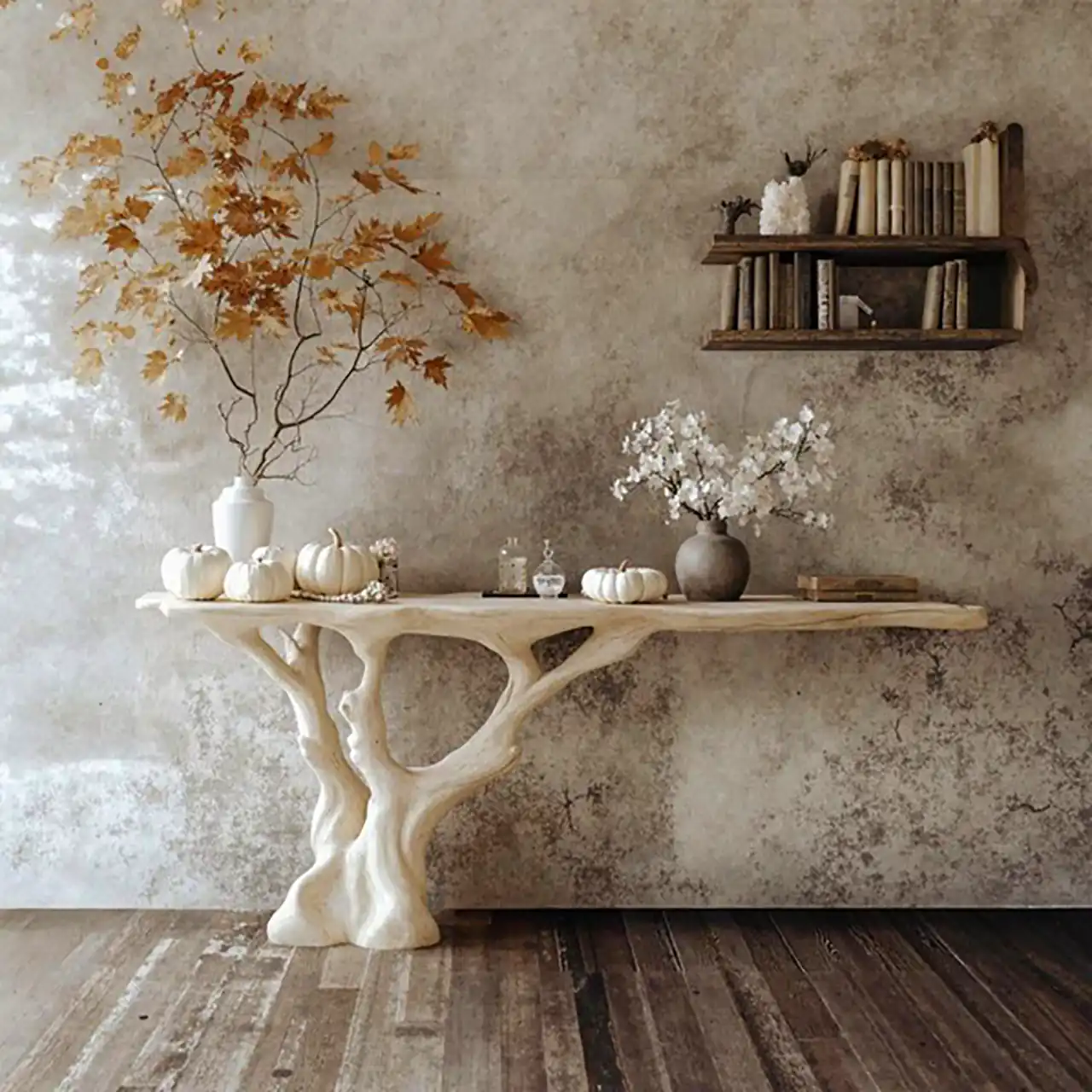 کنسول چوبی خاص با شاخه طبیعی 