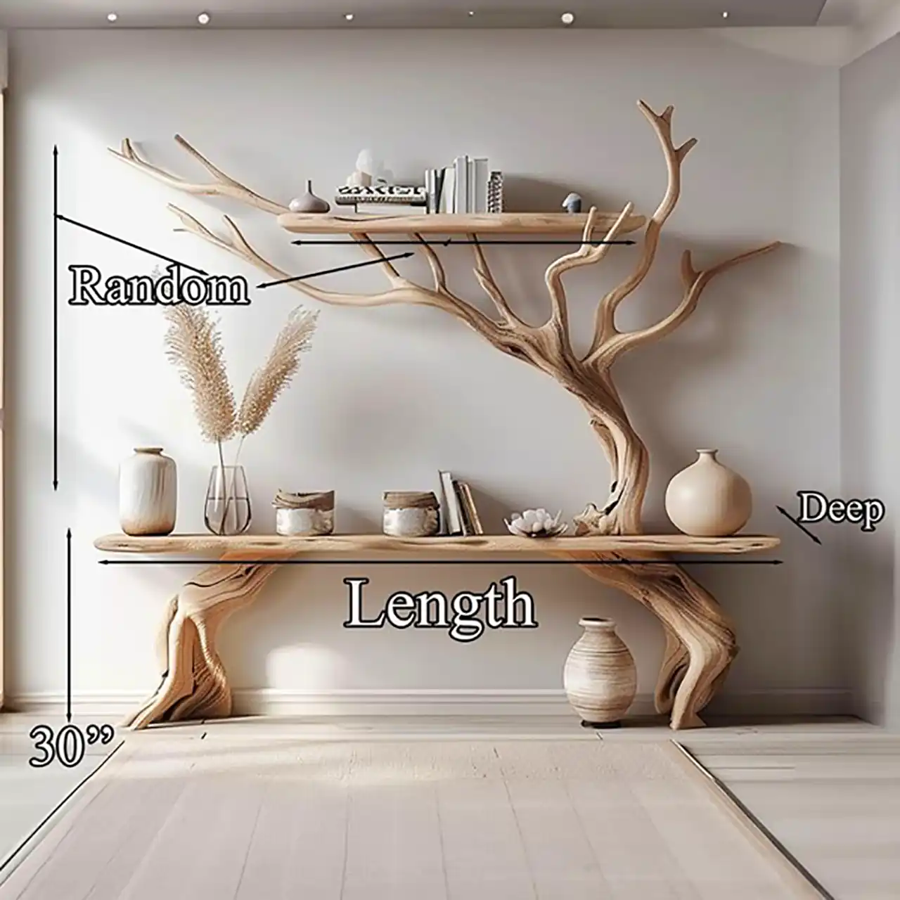کنسول چوبی خاص با شاخه طبیعی 