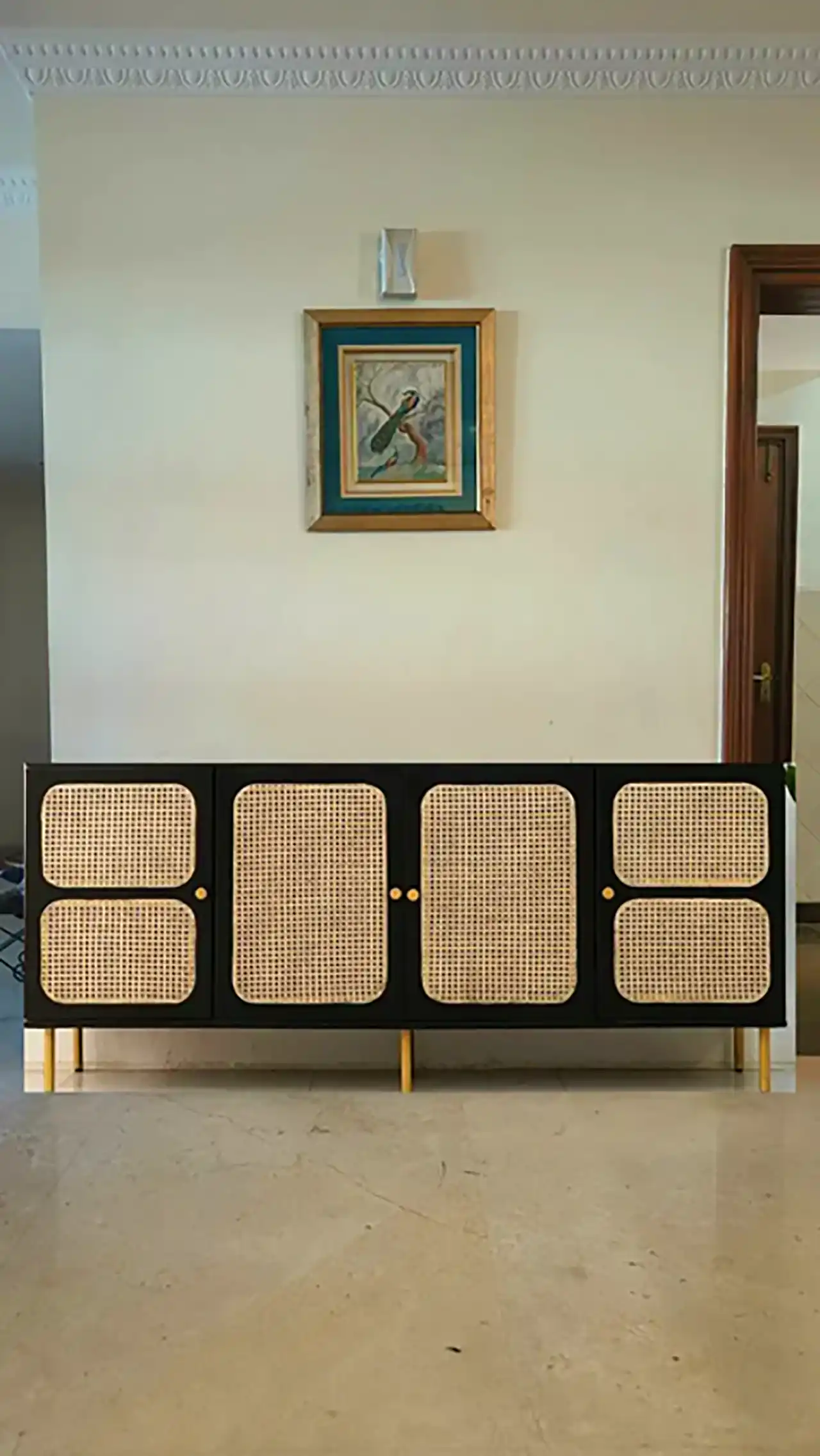مدل کنسول شیک چوبی حصیری